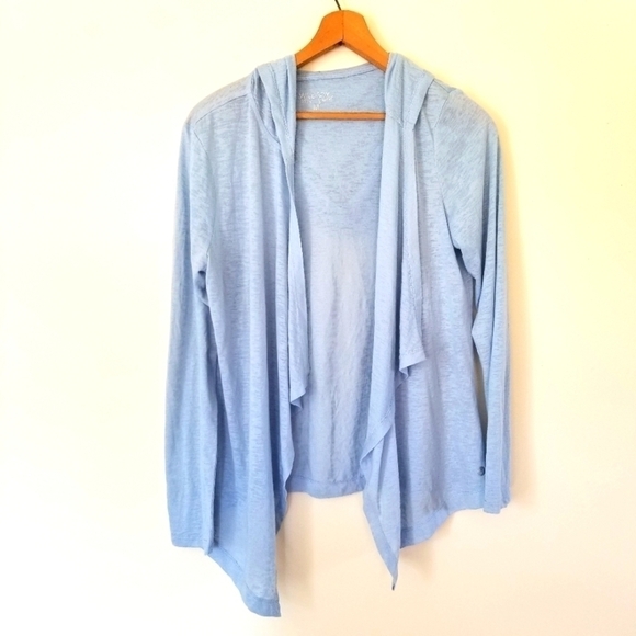Wildfox Sweat Light Blue Hooded Open Cardigan Size Medium - Picture 3 of 9